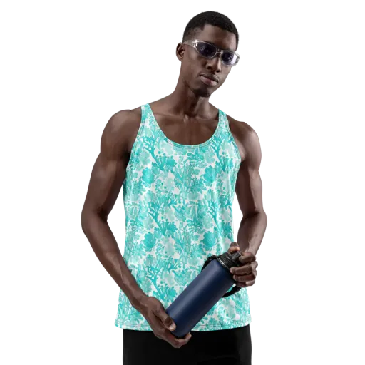 Turquoise Tangle on a Men's Tank Top