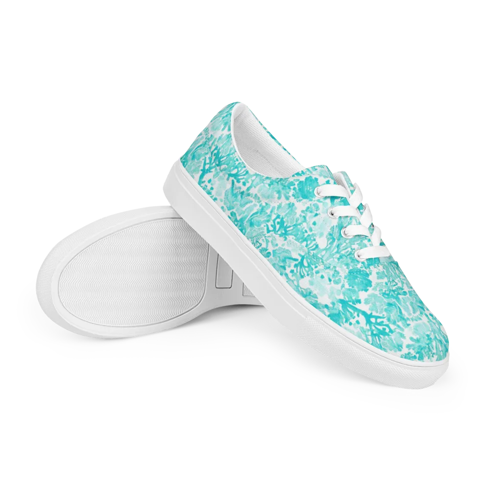 Turquoise Tangle on Men's Lace-Up Canvas Shoes — Right Front