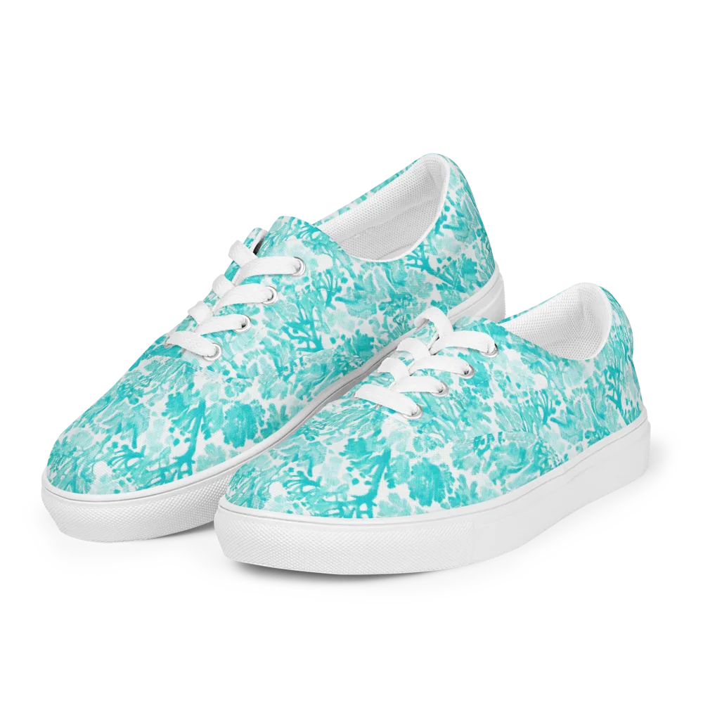 Turquoise Tangle on Men's Lace-Up Canvas Shoes — Left Front