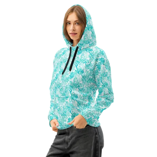 Turquoise Tangle on a Cotton Hoodie