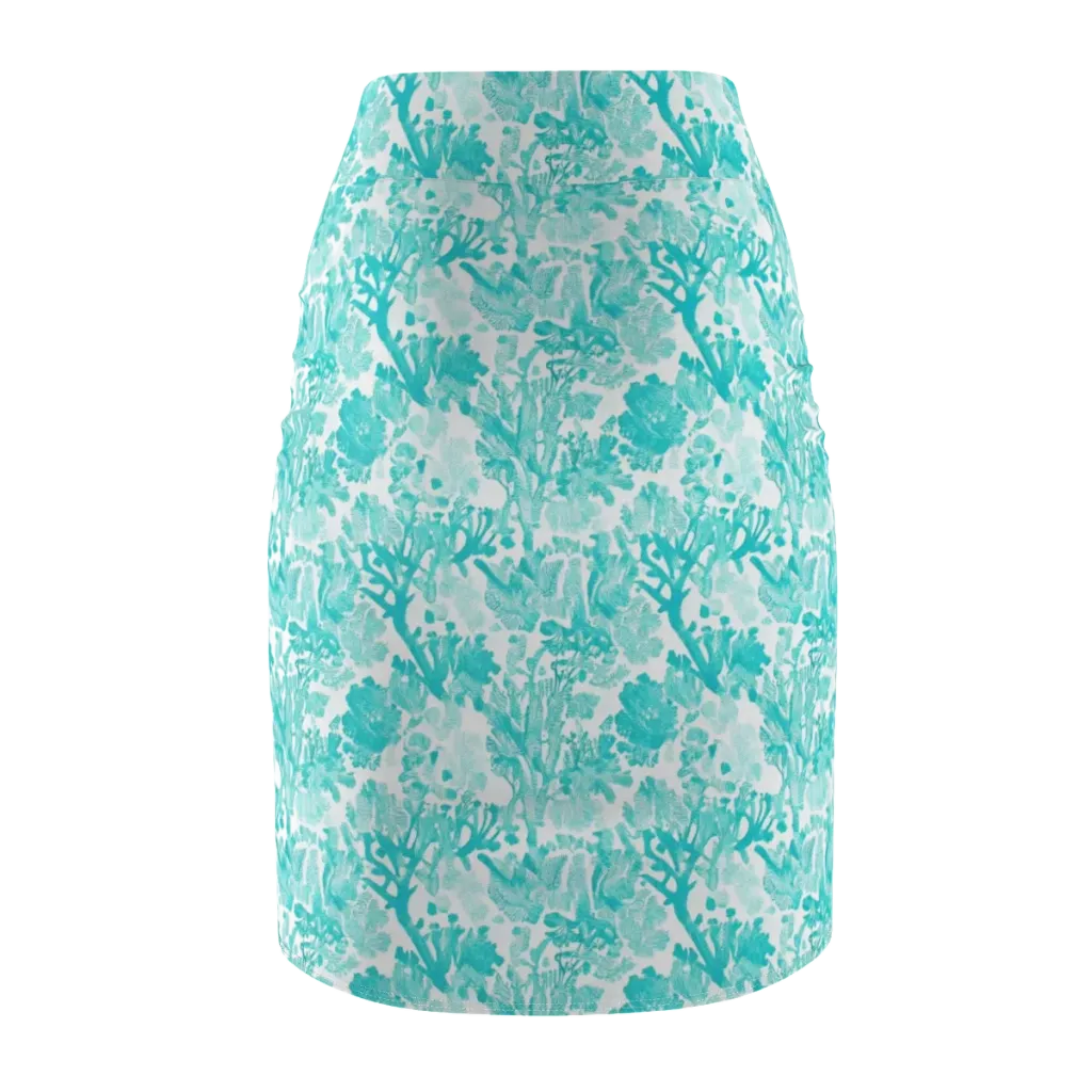 Turquoise Tangle on Pencil Skirt — Back