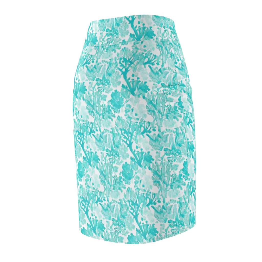 Turquoise Tangle on Pencil Skirt — Back Side