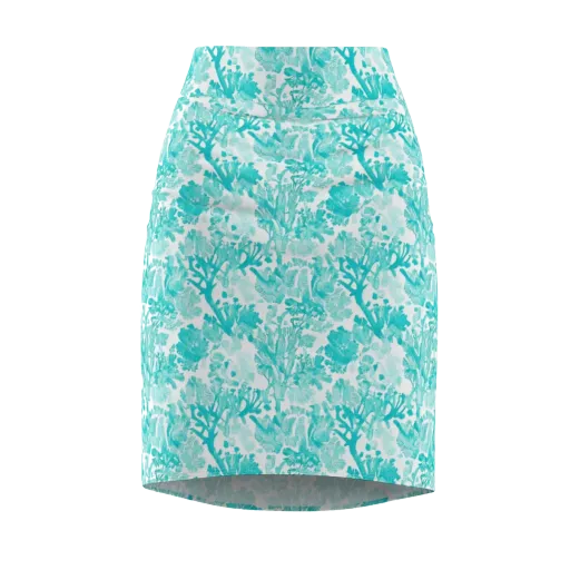 Turquoise Tangle on a Pencil Skirt