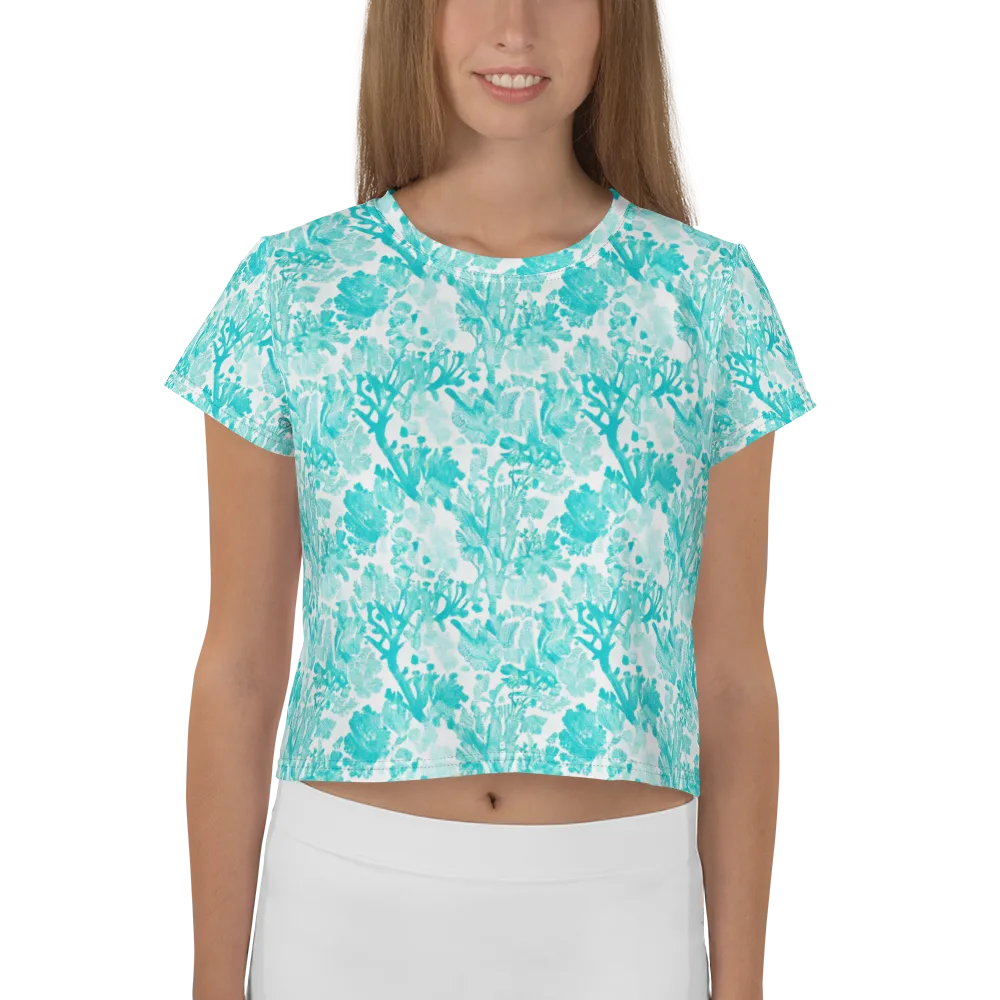 Turquoise Tangle on Crop Tee — Front