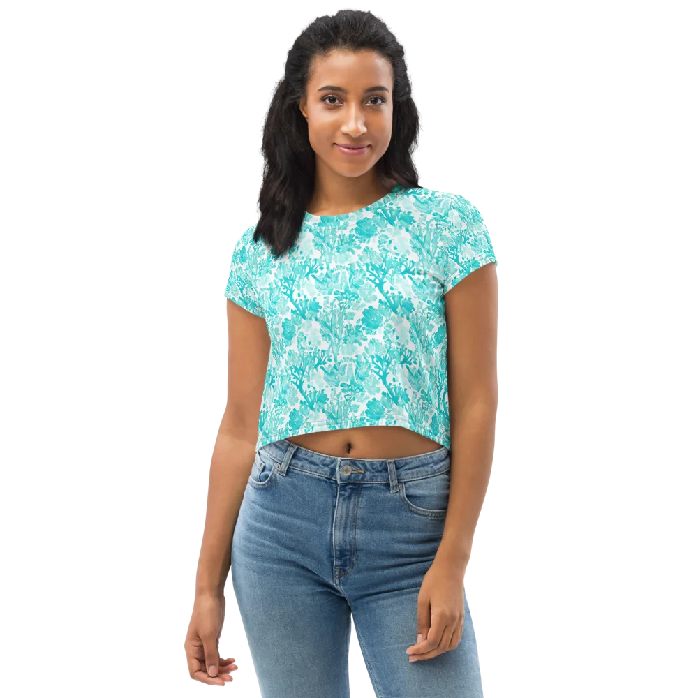 Turquoise Tangle on Crop Tee — Front