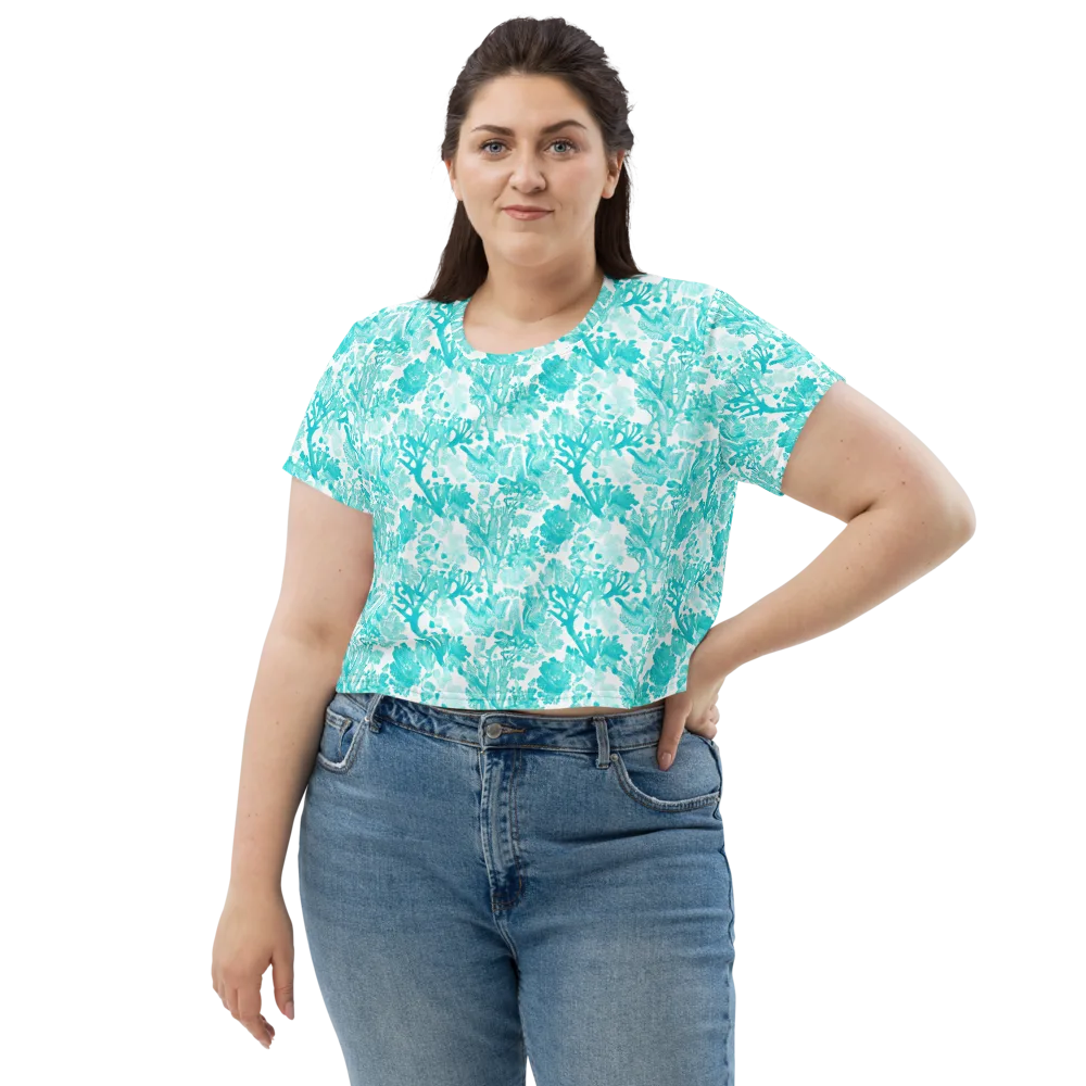 Turquoise Tangle on Crop Tee — Front