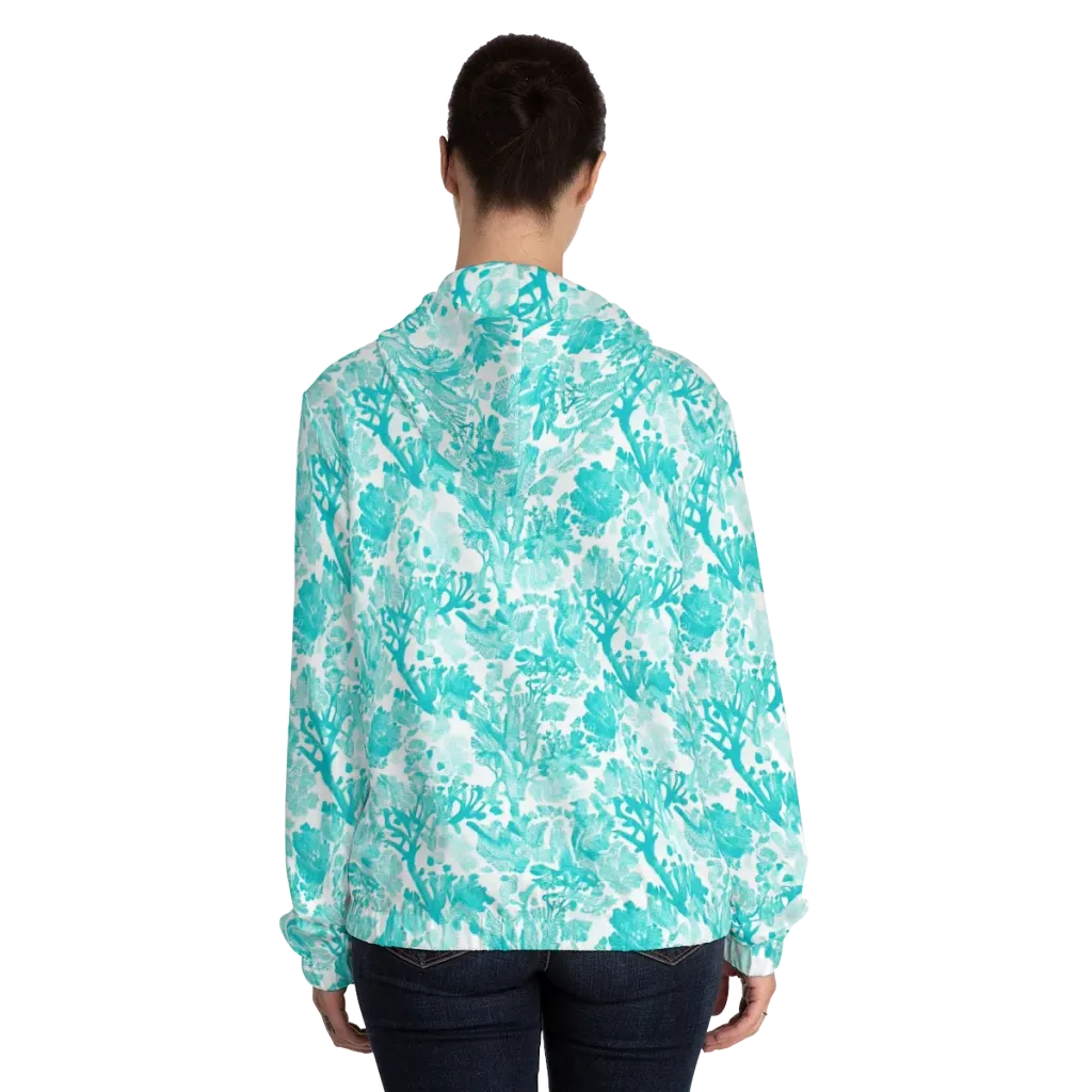 Turquoise Tangle on Women's Full-Zip Hoodie — Back On Person