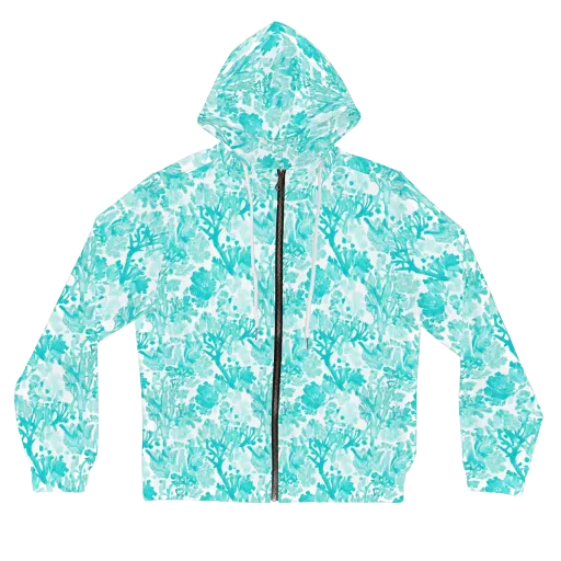 Turquoise Tangle on a Women's Full-Zip Hoodie