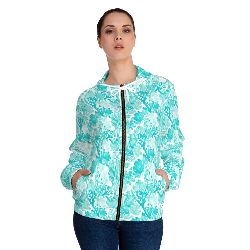Turquoise Tangle on Women's Full-Zip Hoodie — Front On Person