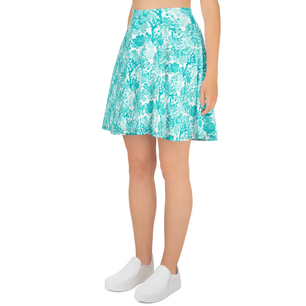 Turquoise Tangle on Skater Skirt — Left