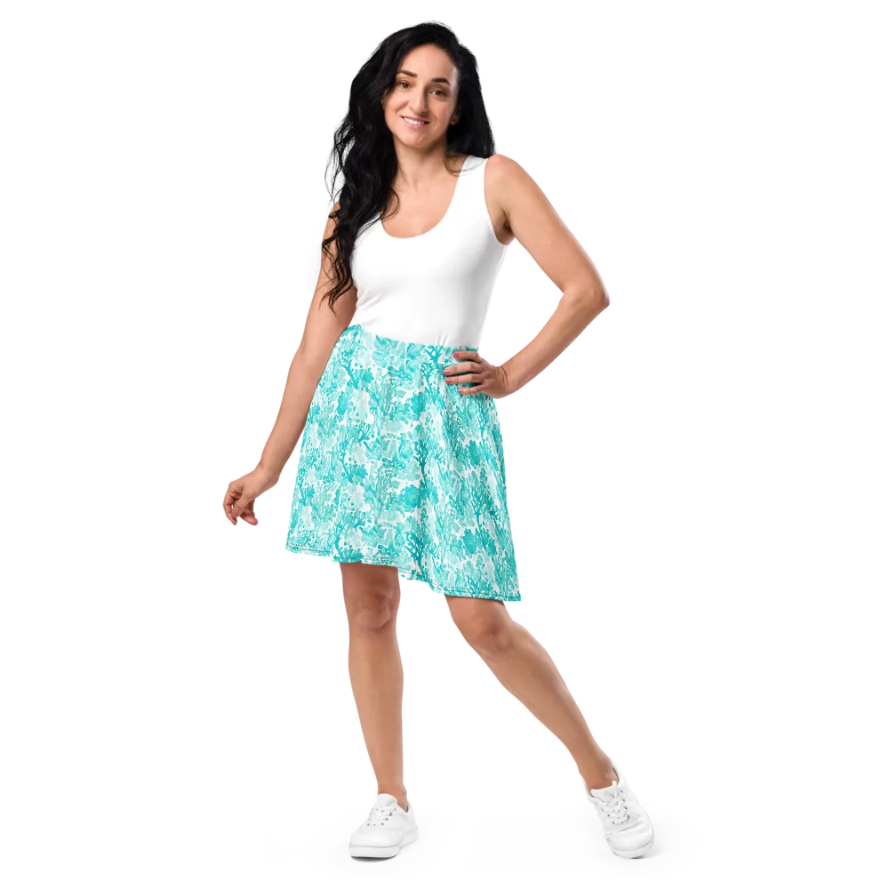 Turquoise Tangle on Skater Skirt — Front