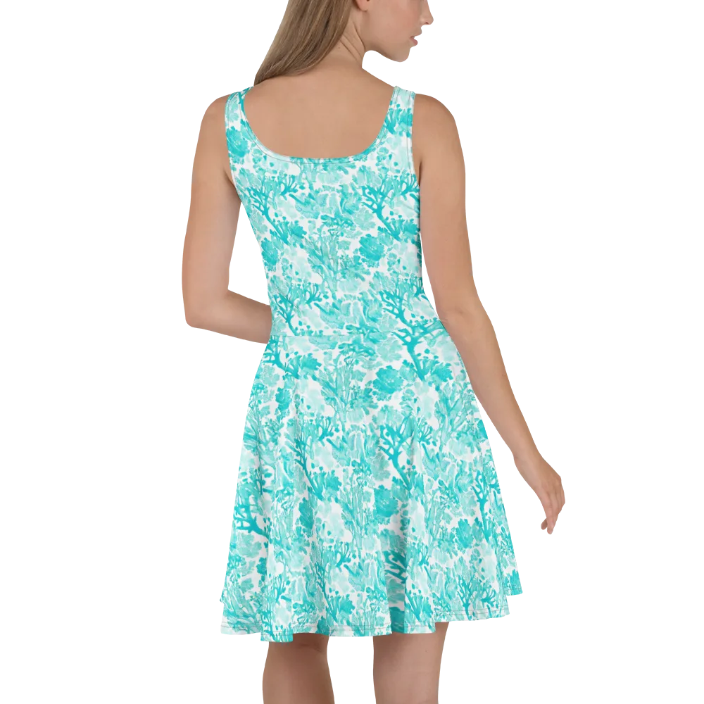 Turquoise Tangle on Skater Dress — Back