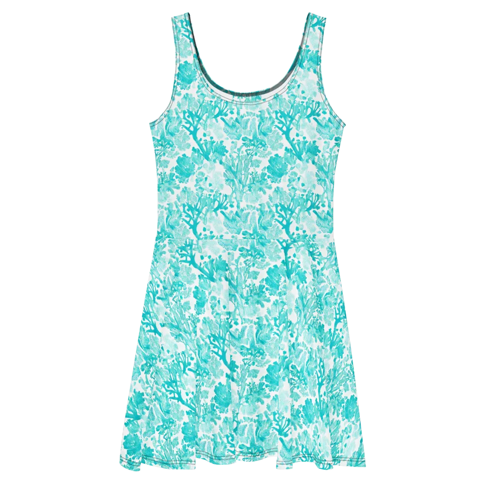 Turquoise Tangle on Skater Dress — Front