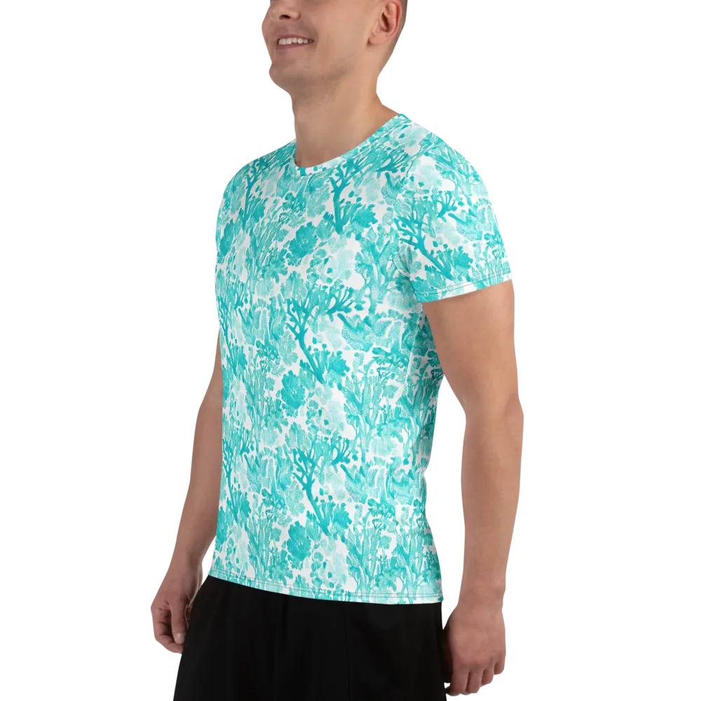 Turquoise Tangle on Men's Athletic T-Shirt — Left