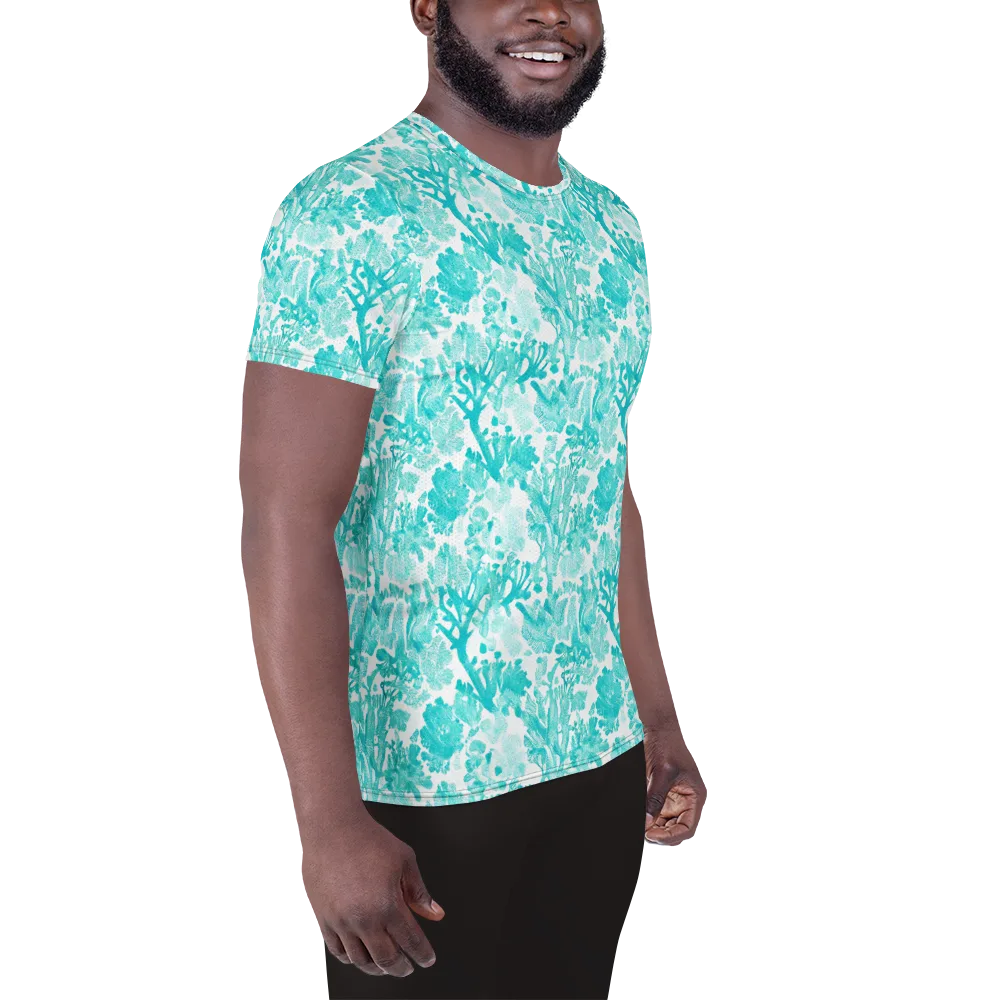 Turquoise Tangle on Men's Athletic T-Shirt — Right