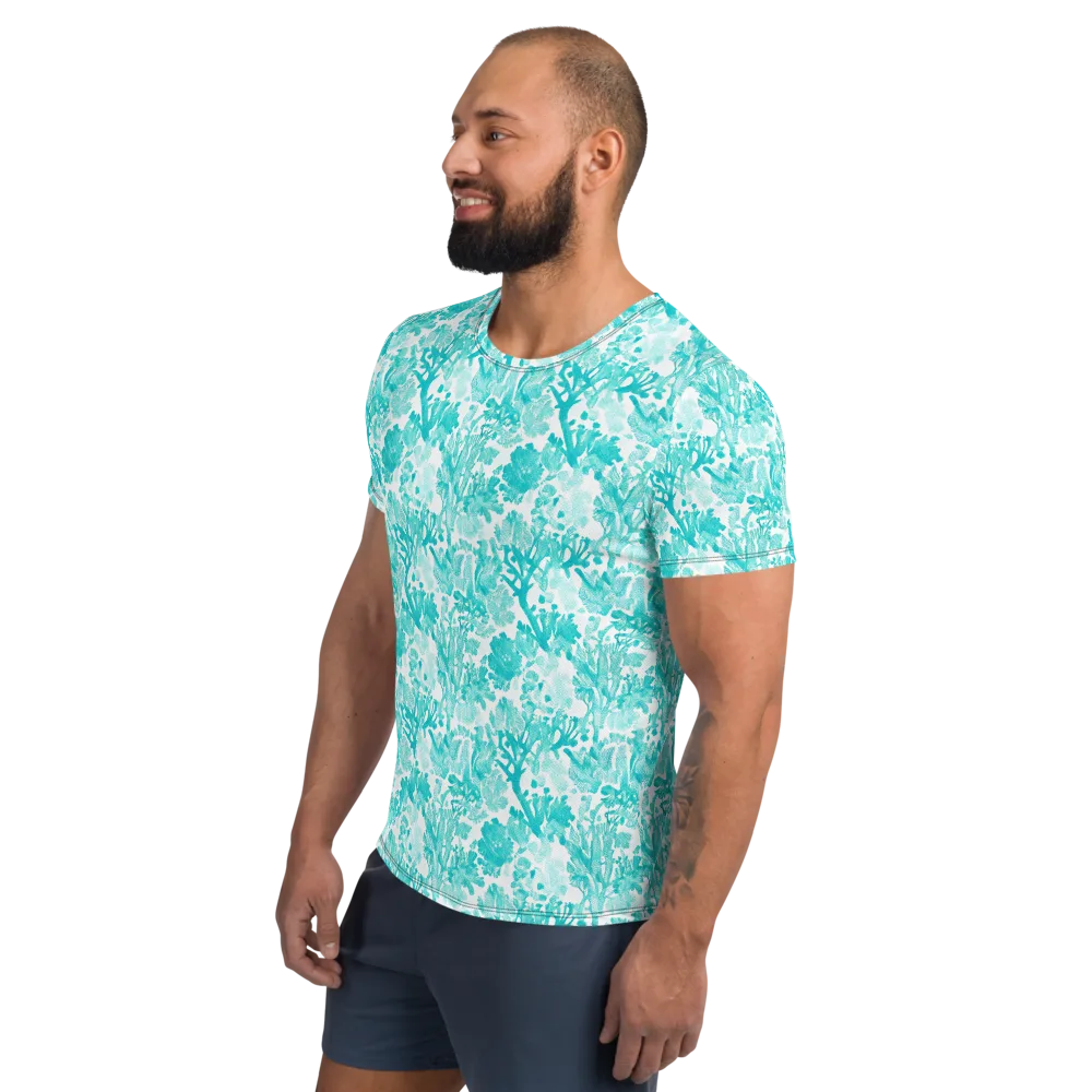 Turquoise Tangle on Men's Athletic T-Shirt — Left