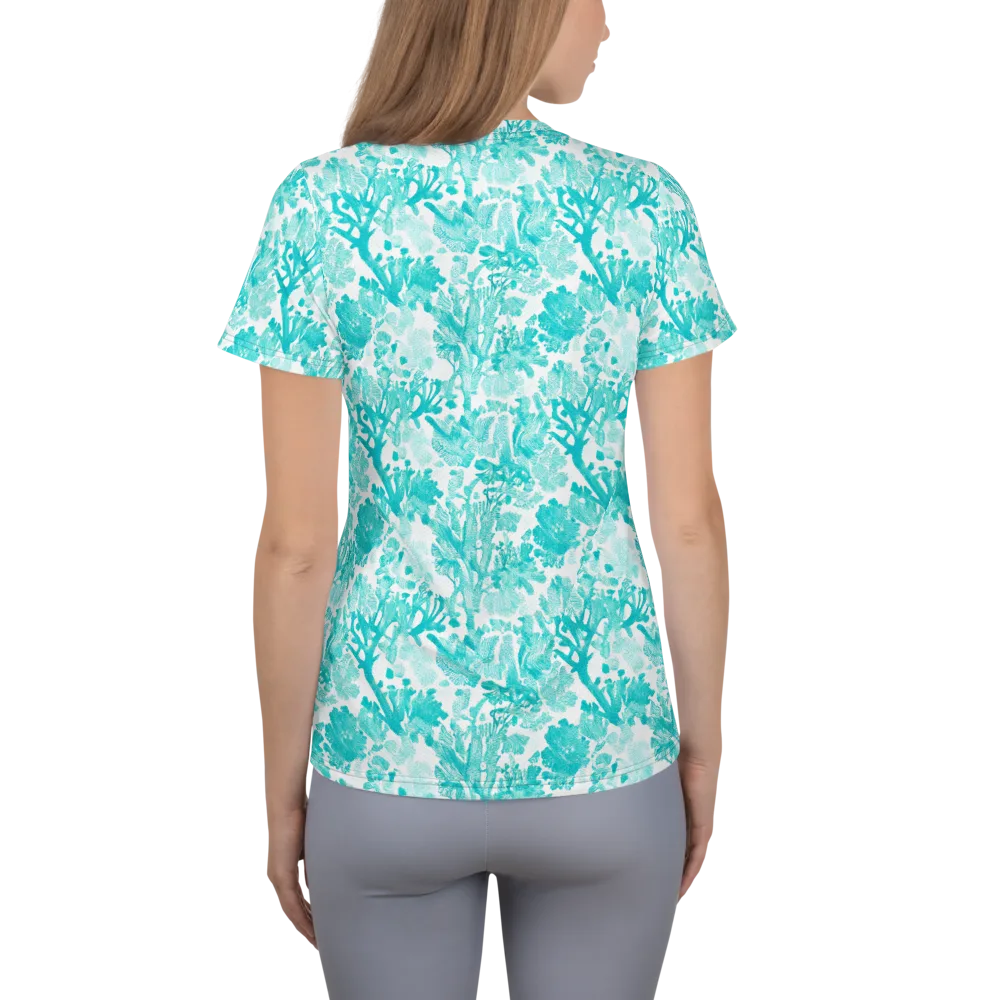 Turquoise Tangle on Women's Athletic T-Shirt — Back