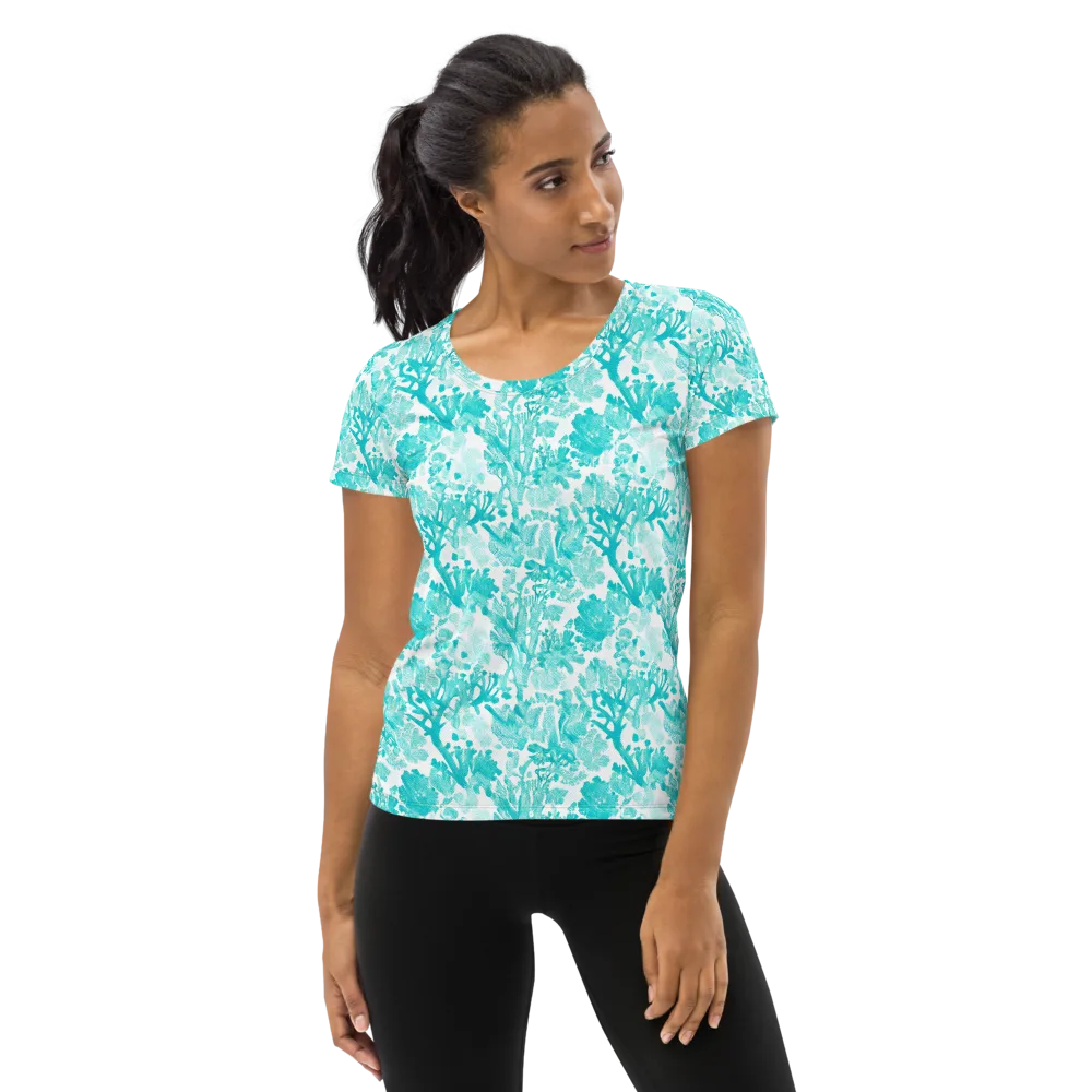 Turquoise Tangle on Women's Athletic T-Shirt — Front