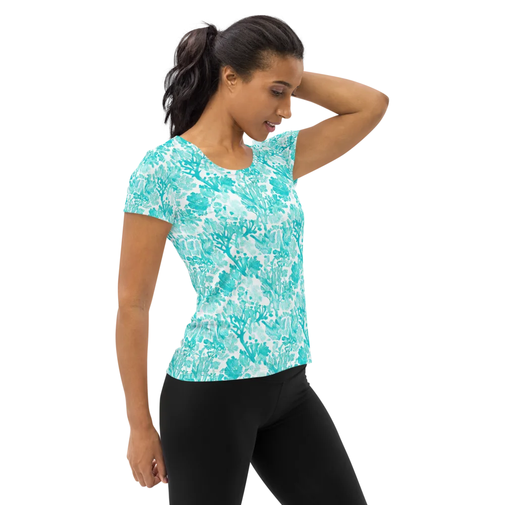 Turquoise Tangle on Women's Athletic T-Shirt — Right