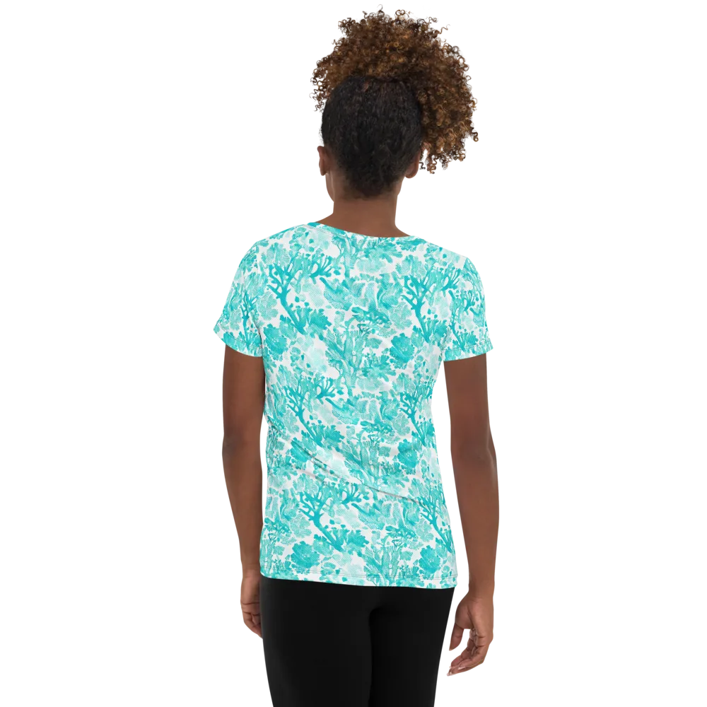 Turquoise Tangle on Women's Athletic T-Shirt — Back