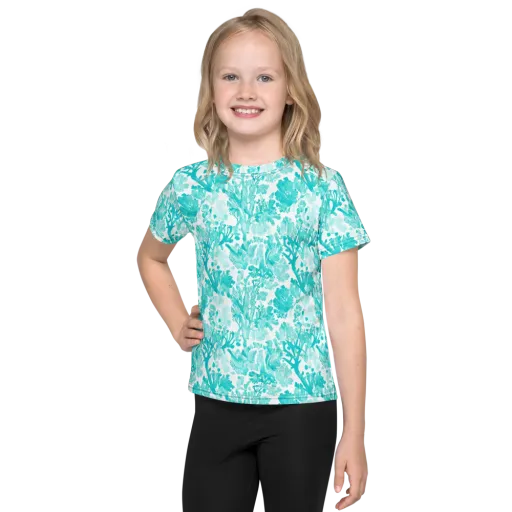 Turquoise Tangle on a Kids Crew Neck T-Shirt