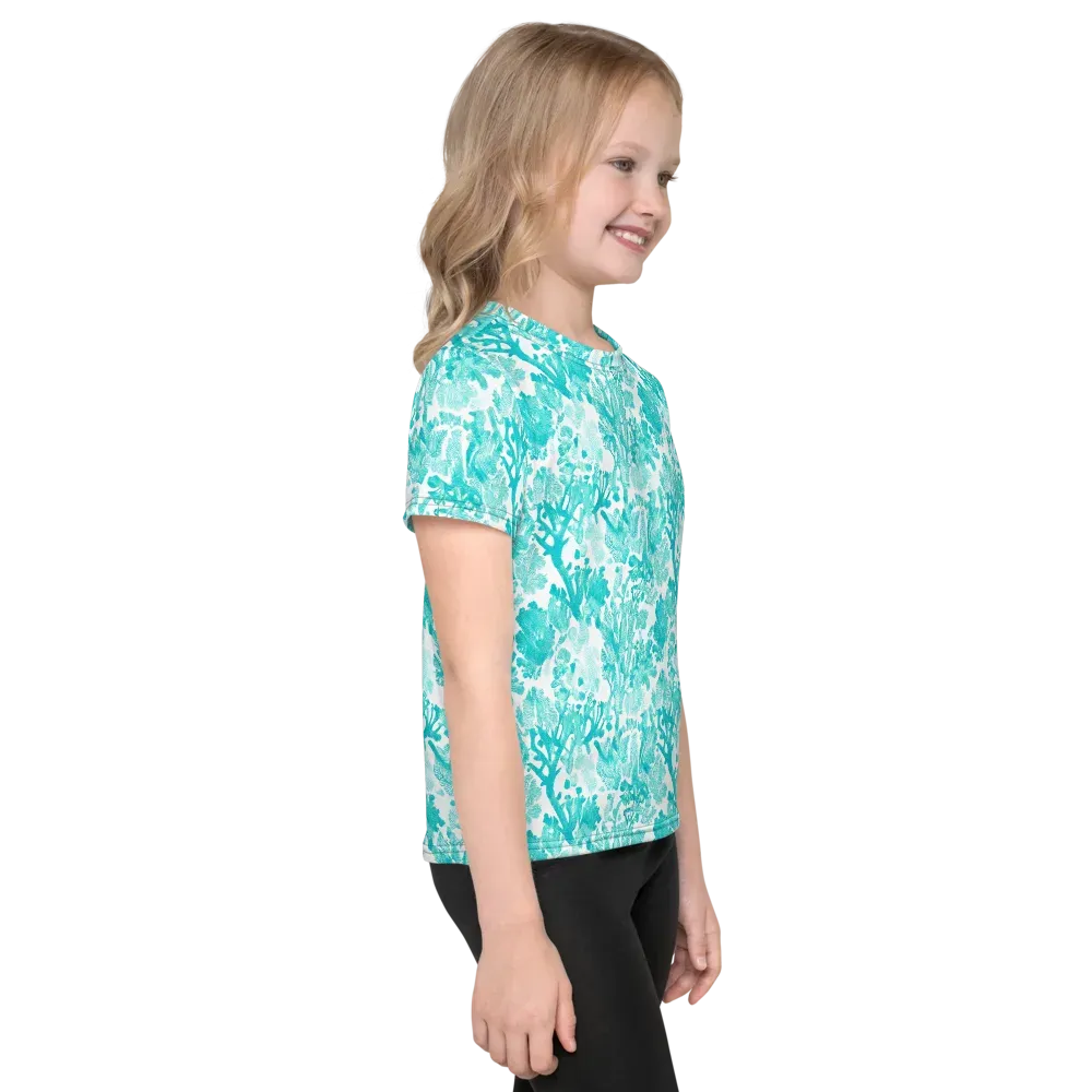 Turquoise Tangle on Kids Crew Neck T-Shirt — Right