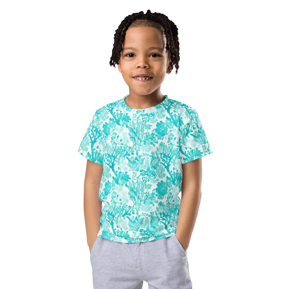 Turquoise Tangle on Kids Crew Neck T-Shirt — Front