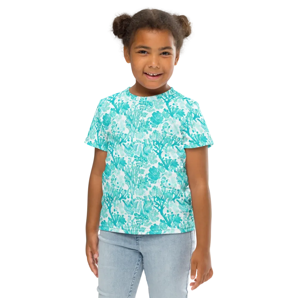 Turquoise Tangle on Kids Crew Neck T-Shirt — Front