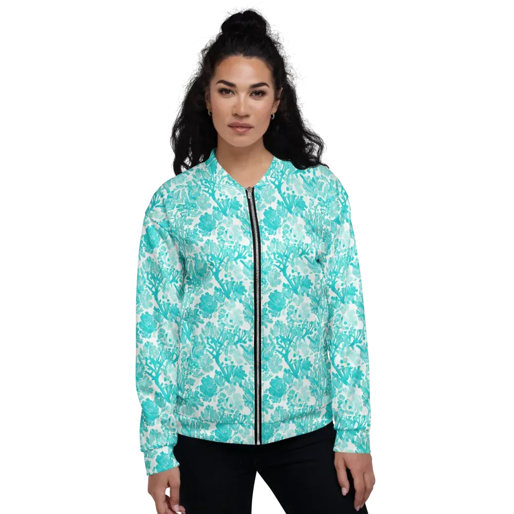Turquoise Tangle on Bomber Jacket — Front