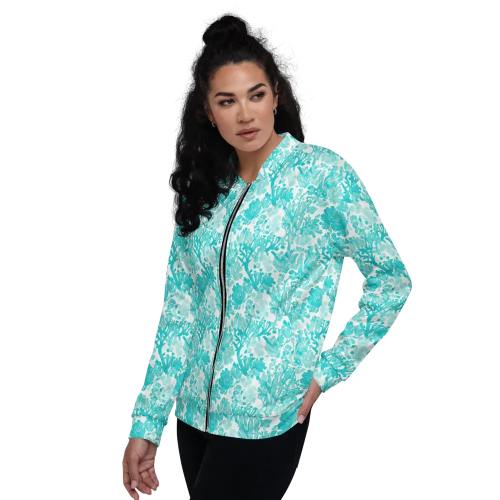 Turquoise Tangle on Bomber Jacket — Left