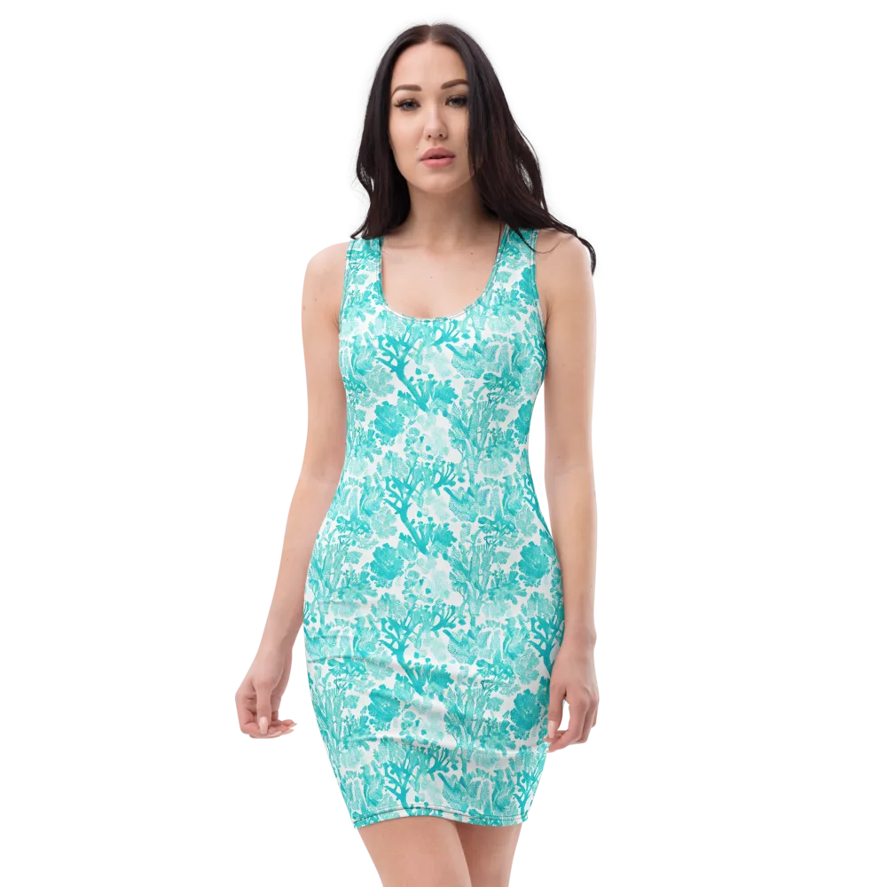 Turquoise Tangle on Bodycon Dress — Front
