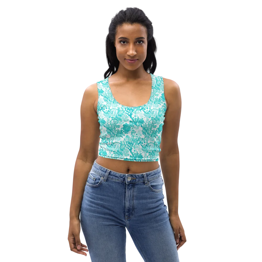 Turquoise Tangle on Crop Top — Front