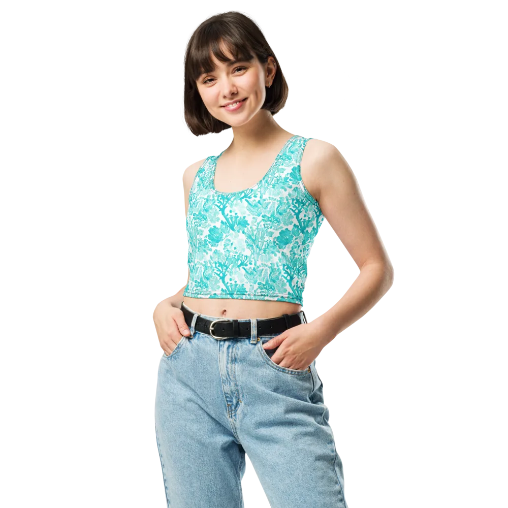 Turquoise Tangle on Crop Top — Front