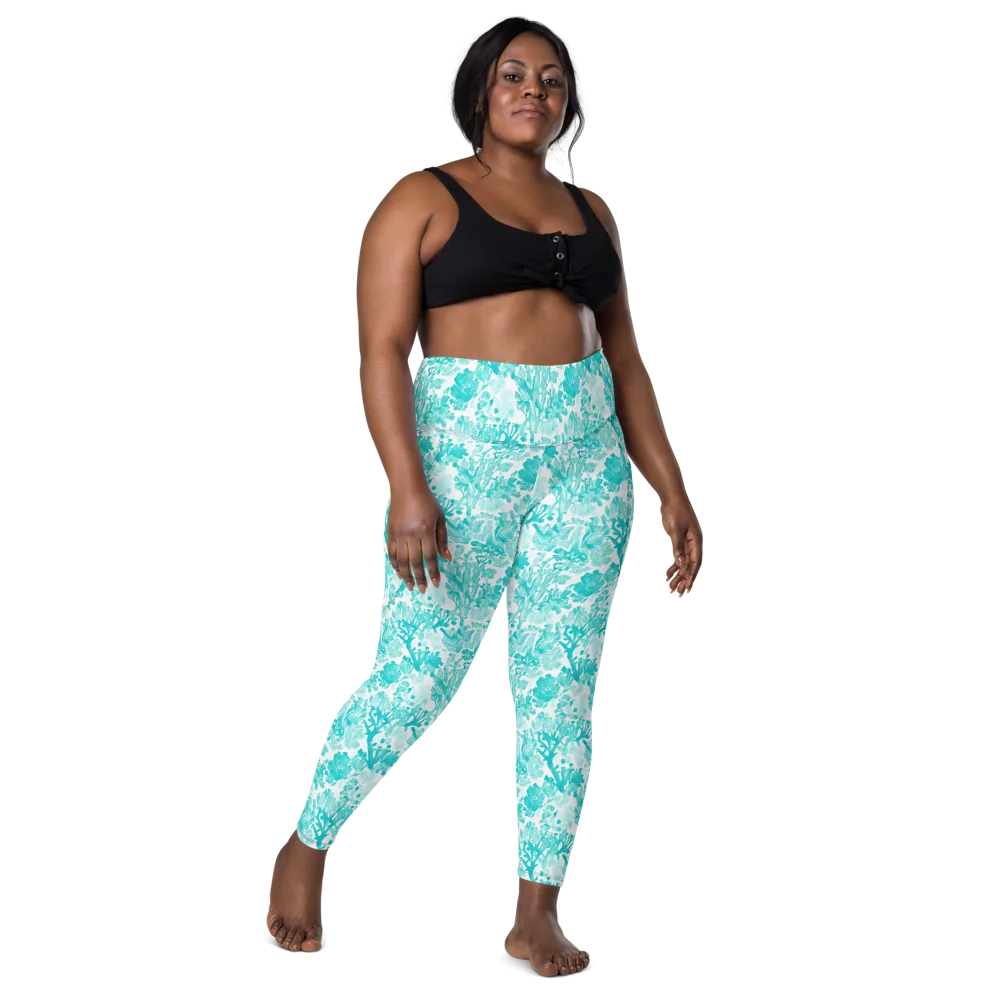 Turquoise Tangle on Leggings with Pockets — Front