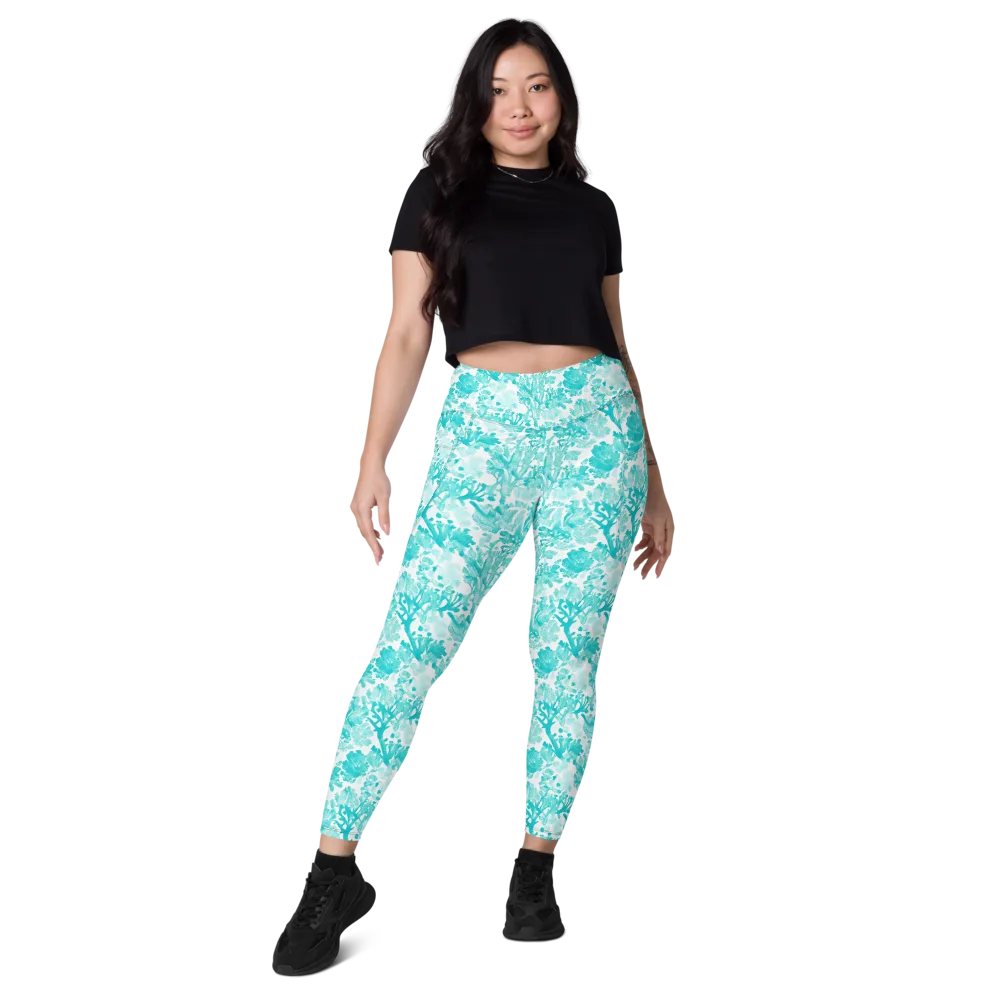 Turquoise Tangle on Leggings with Pockets — Front