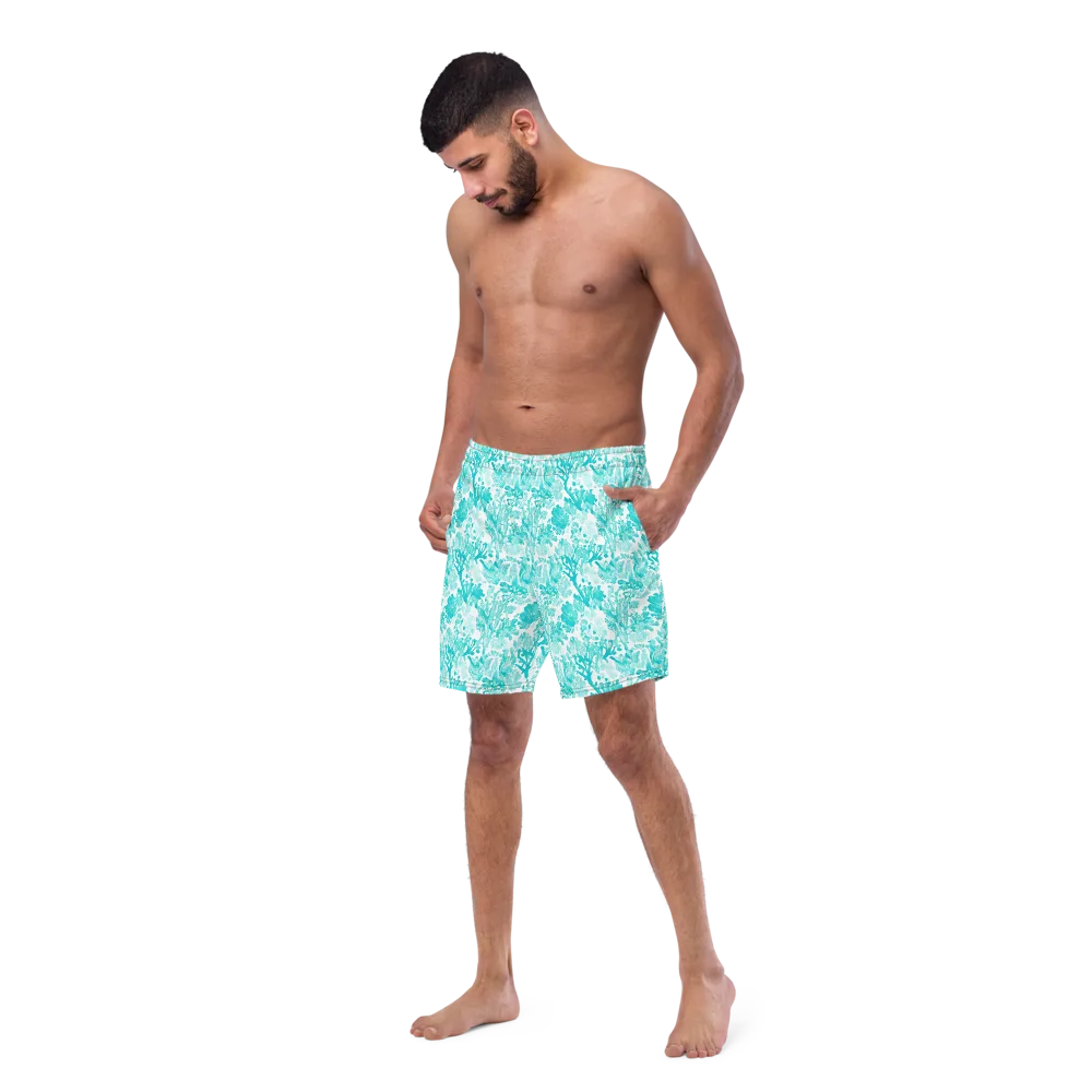 Turquoise Tangle on Swim Trunks — Left Front