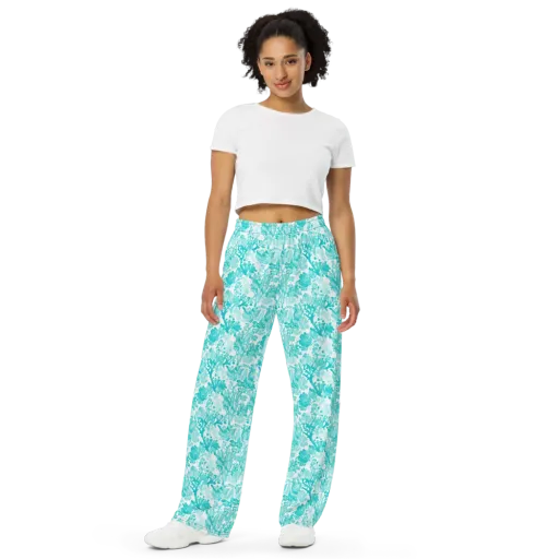 Turquoise Tangle on a Wide-Leg Pants