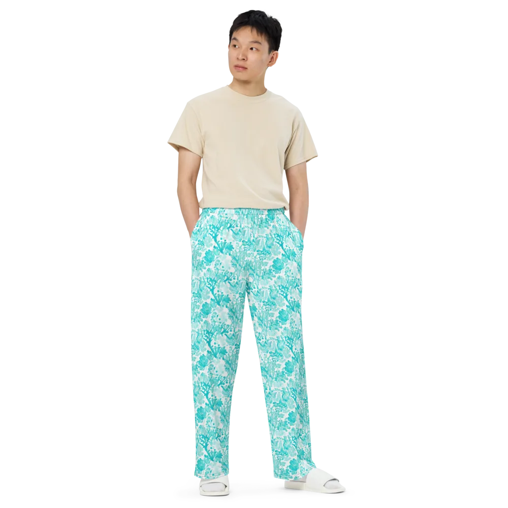 Turquoise Tangle on Wide-Leg Pants — Front