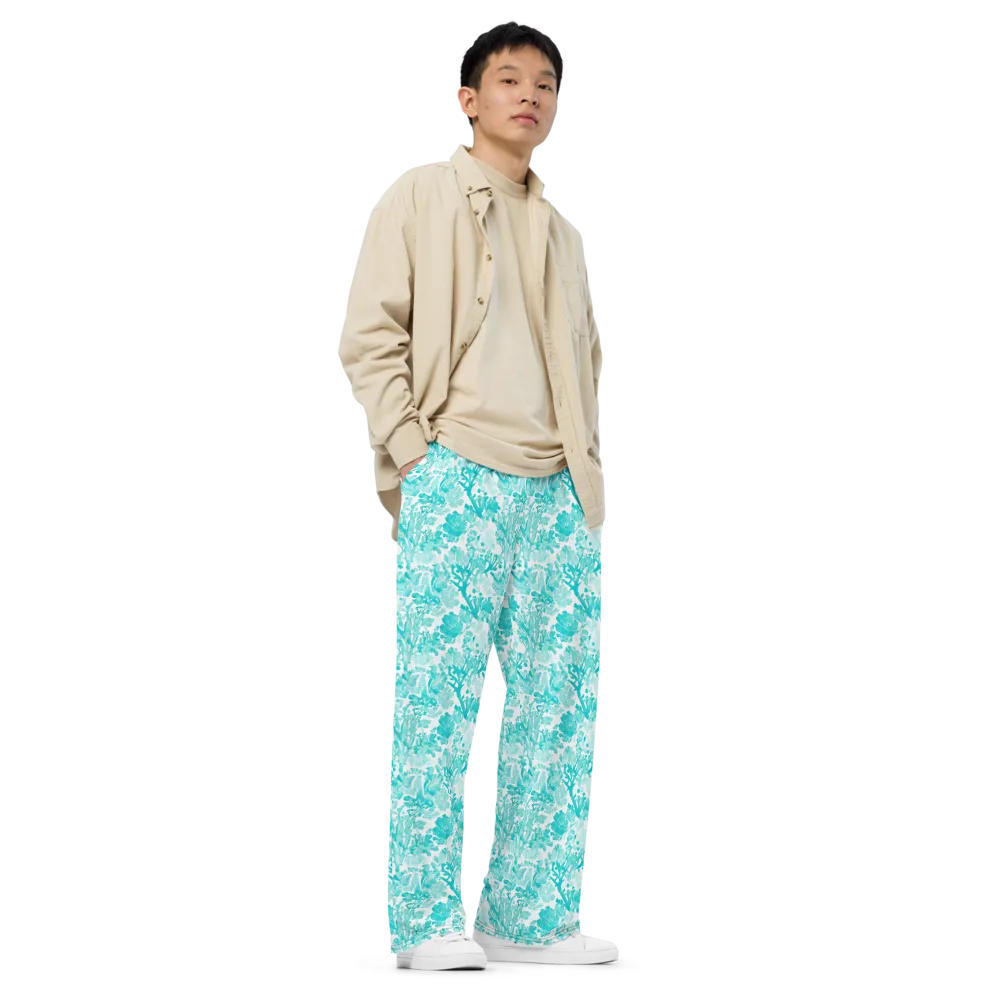 Turquoise Tangle on Wide-Leg Pants — Right Front