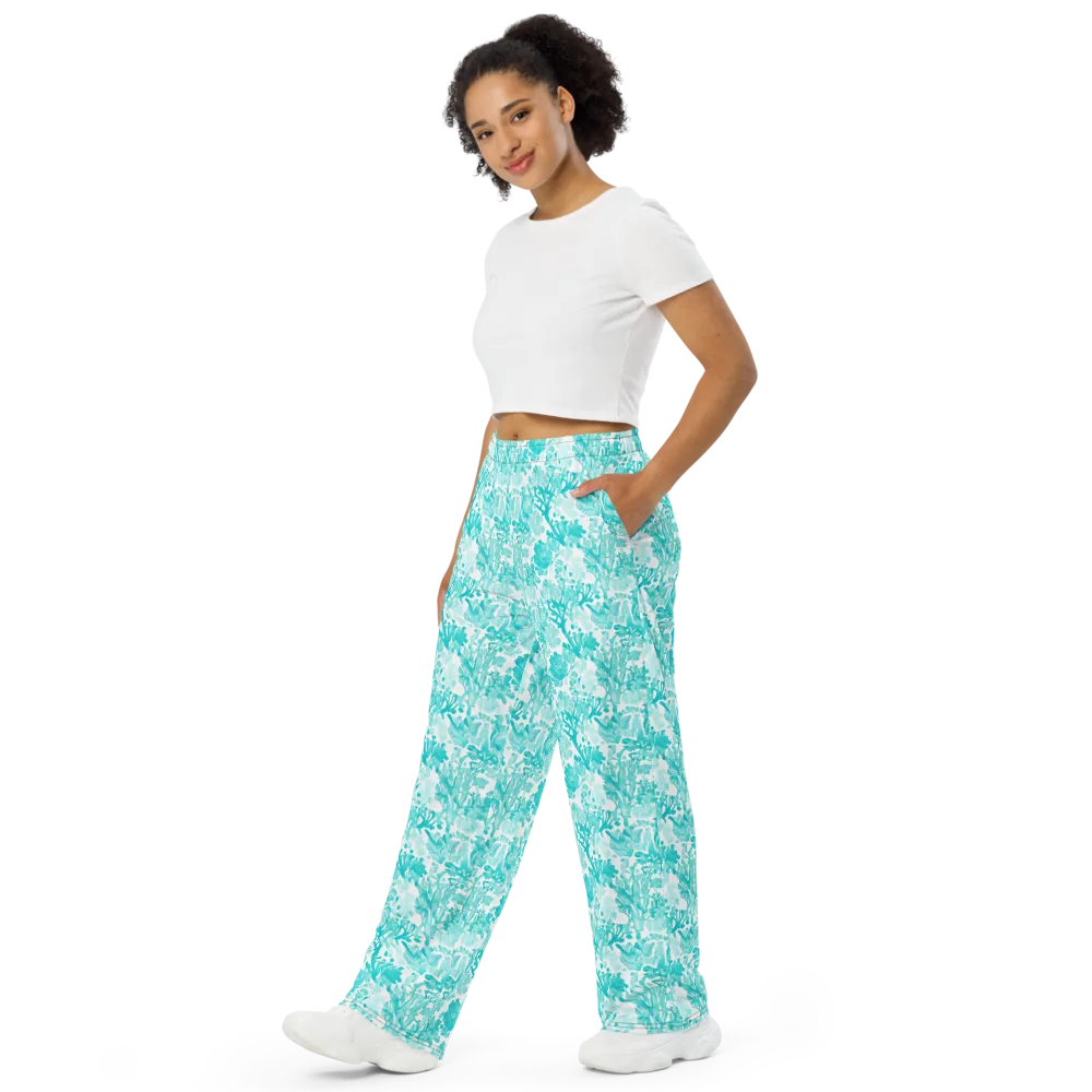 Turquoise Tangle on Wide-Leg Pants — Left Front