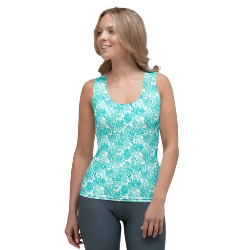 Turquoise Tangle on a Women's Tank Top