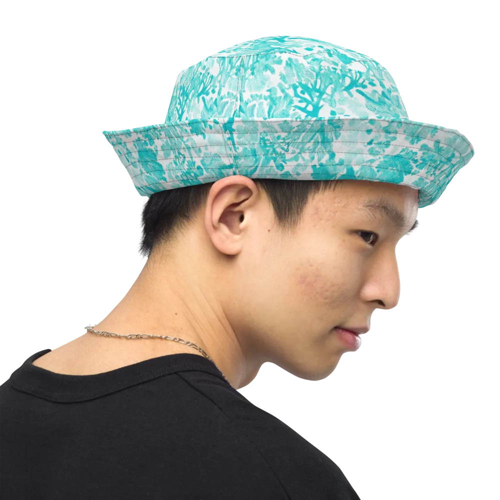 Turquoise Tangle on Reversible Bucket Hat — Right Outside