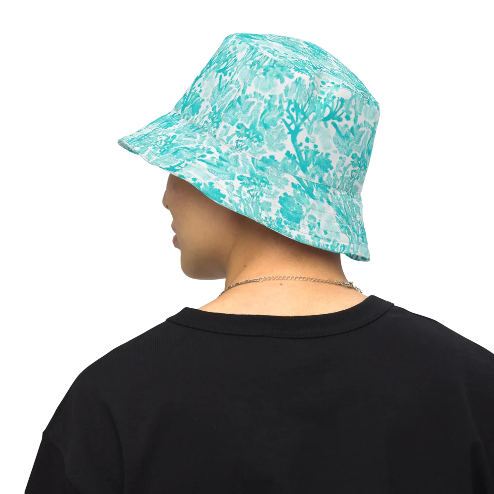 Turquoise Tangle on Reversible Bucket Hat — Back Inside