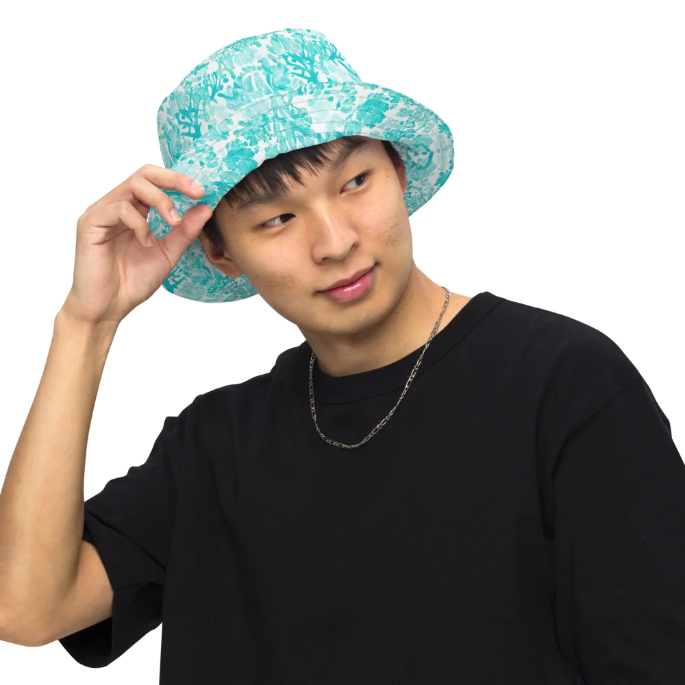 Turquoise Tangle on Reversible Bucket Hat — Front Inside
