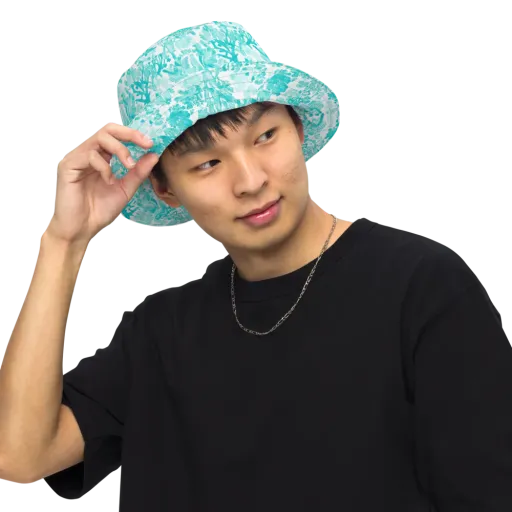 Turquoise Tangle on a Reversible Bucket Hat