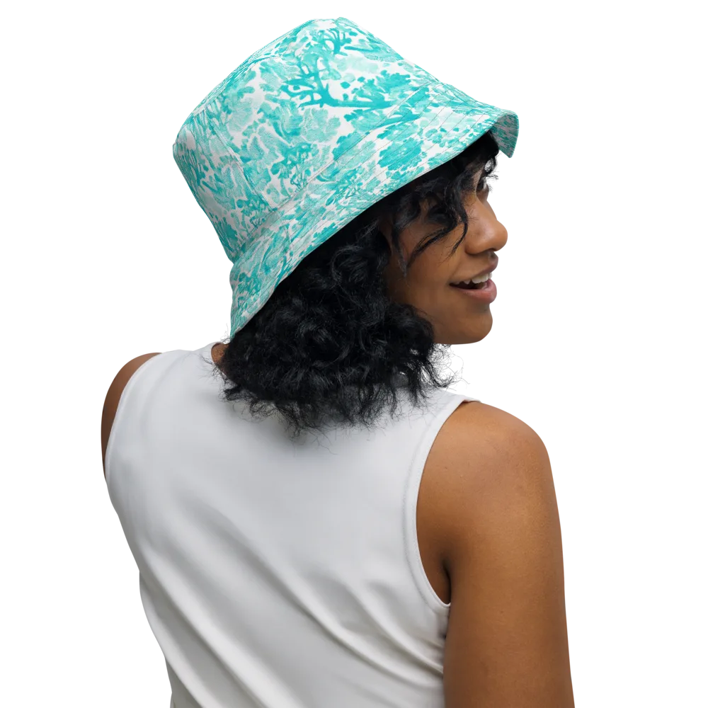 Turquoise Tangle on Reversible Bucket Hat — Right Outside