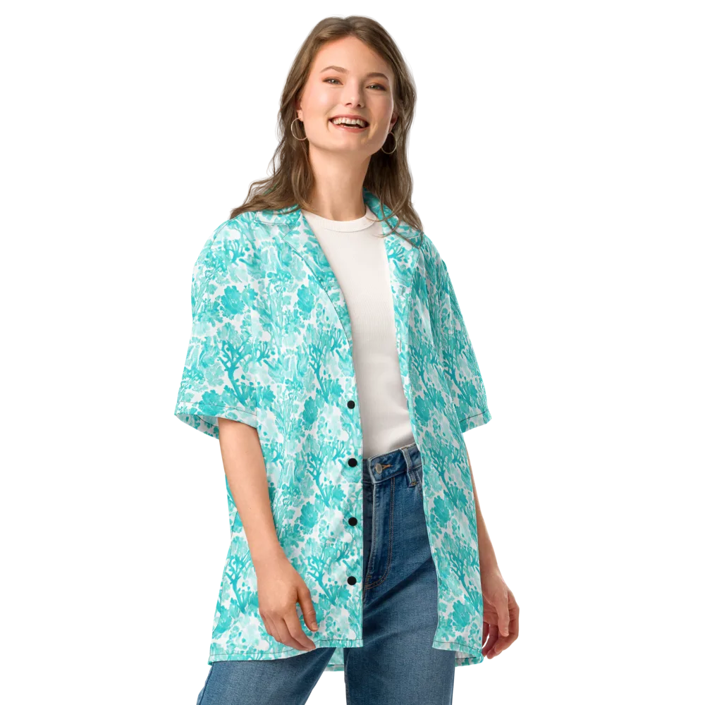 Turquoise Tangle on Button Shirt — Front