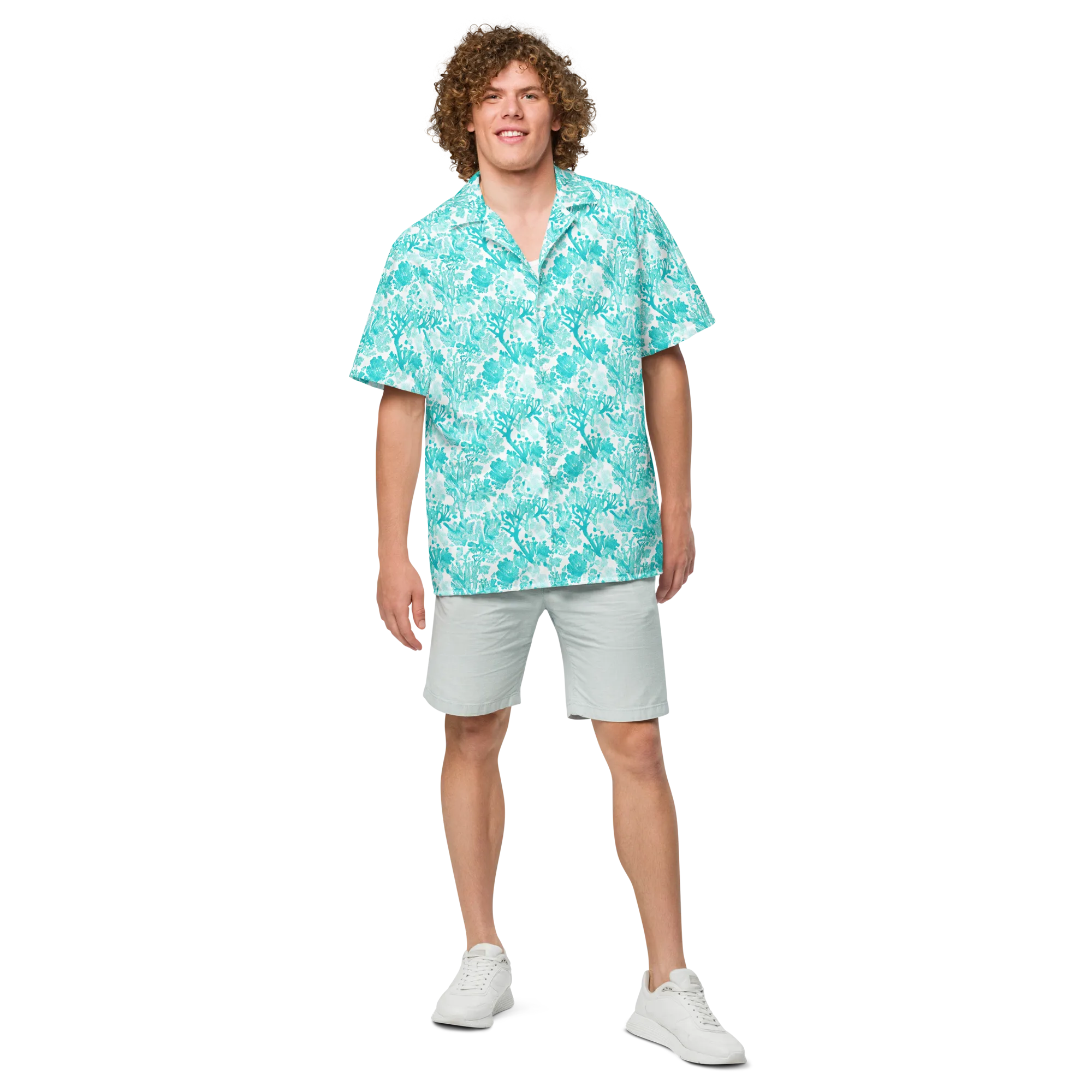 Turquoise Tangle on Button Shirt — Front