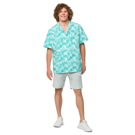 Turquoise Tangle on a Button Shirt