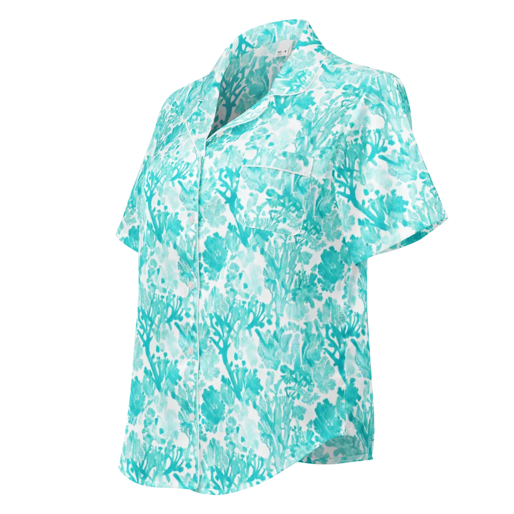 Turquoise Tangle on Women's Short Sleeve Pajama Top — Left Front